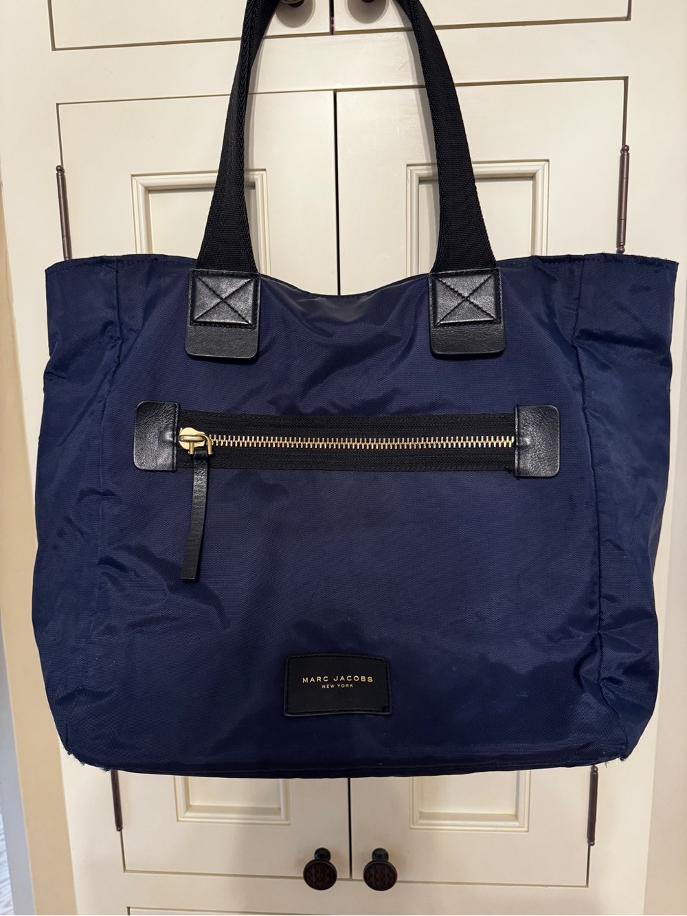 Marc Jacobs Navy and Black Nylon Tote with Gold Zipper